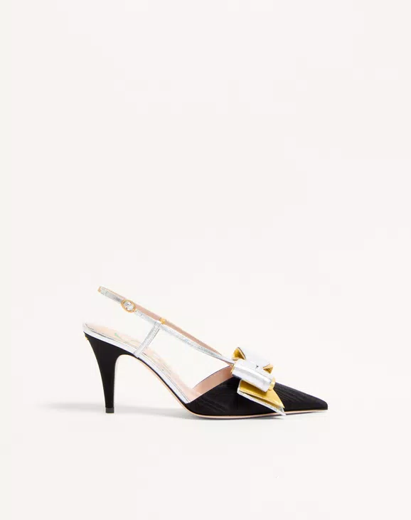 Valentino Bowow Slingback Pumps In Moirè Fabric 85Mm - Image 1